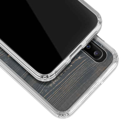 Black Painted Wood Galaxy A20 Clear Case